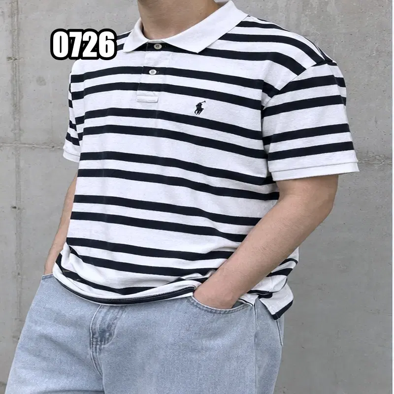 M 폴로 랄프로렌 스트라이프 반팔 카라티