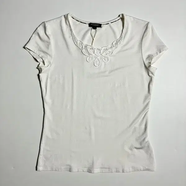버버리 00's 플로럴 레이스 화이트 반팔 티셔츠 R2995