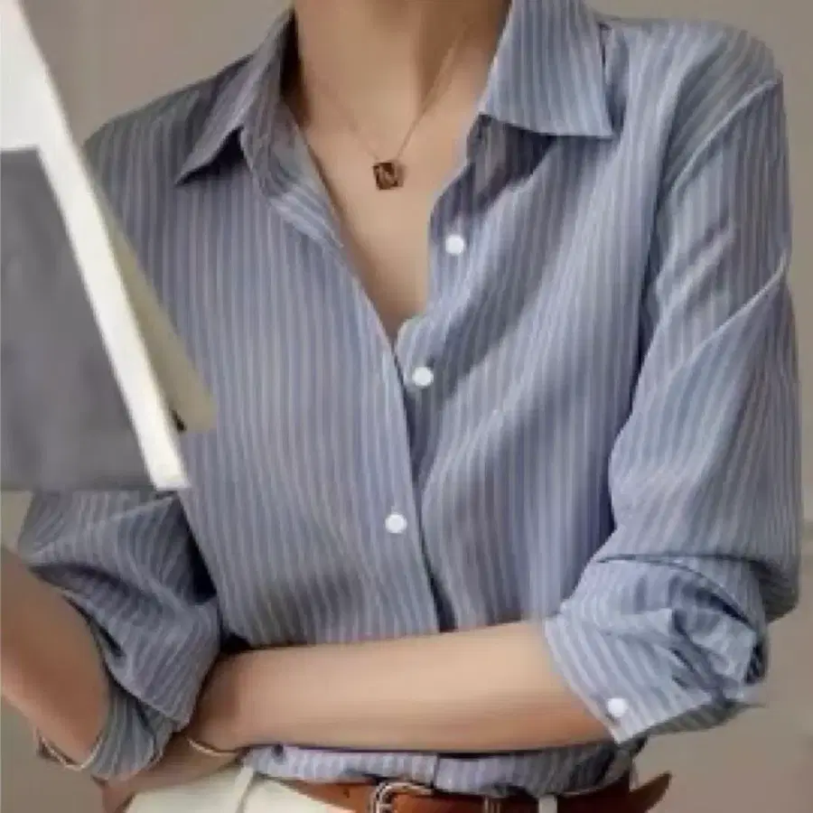 스트라이프 셔츠 블루