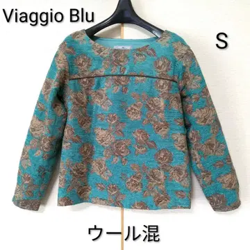 고급 울 혼방 Viaggio Blu 플라워 자카드 풀오버 블라우스