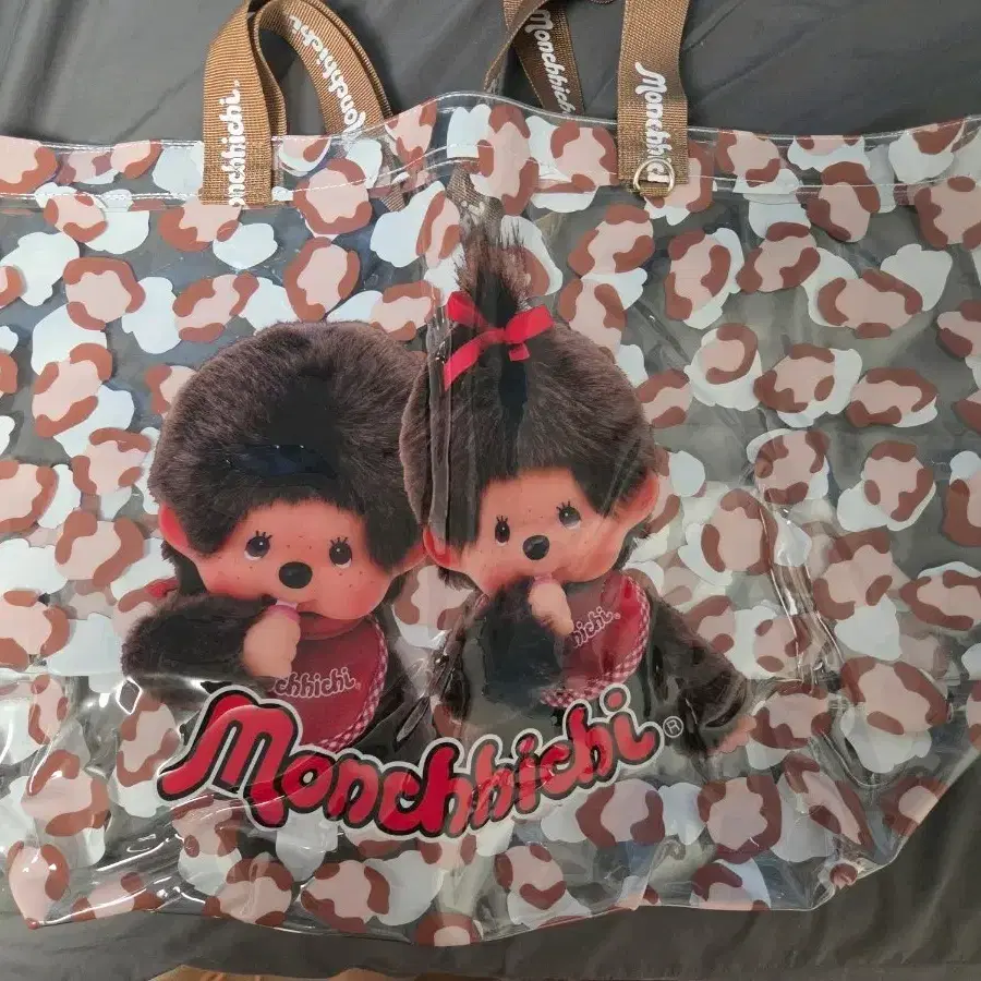 몬치치 투명 쇼퍼백 레오파드