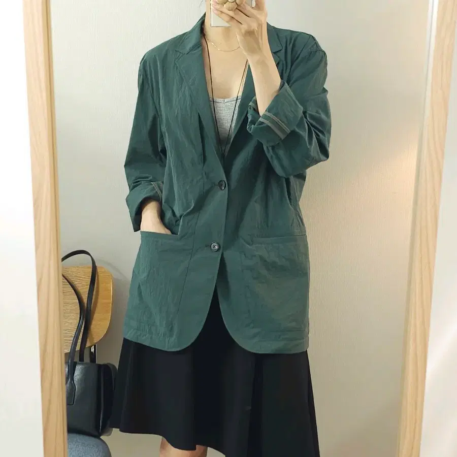 (105)TIME 남성 여성 긴팔 나일론 자켓 딥그린 W4747