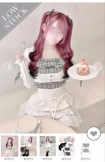 honeymew 빅 리본 체크 레이스업 슬리브 앙상블 상의