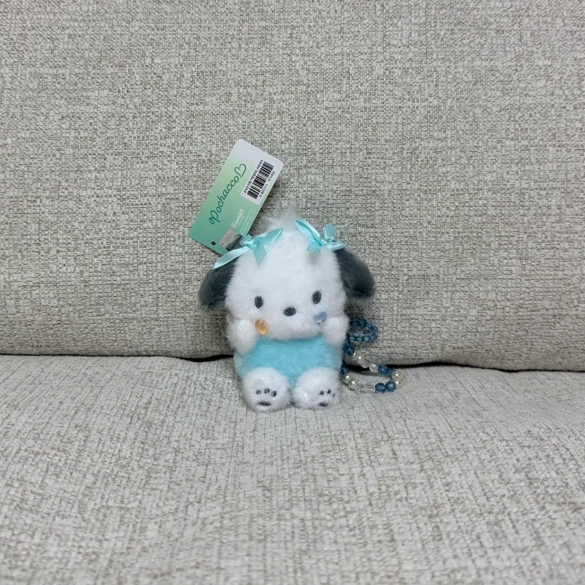 정품 산리오 포차코 리본코어 키링 인형 가방걸이 10cm