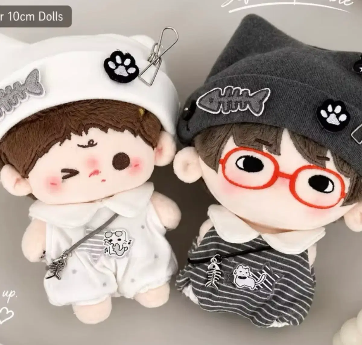 새상품 10cm인형옷 10~13cm인형옷 세트 고양이모자 고양이옷 비니
