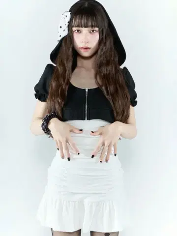 미니 후드티 개더 원피스 y2k 버블스