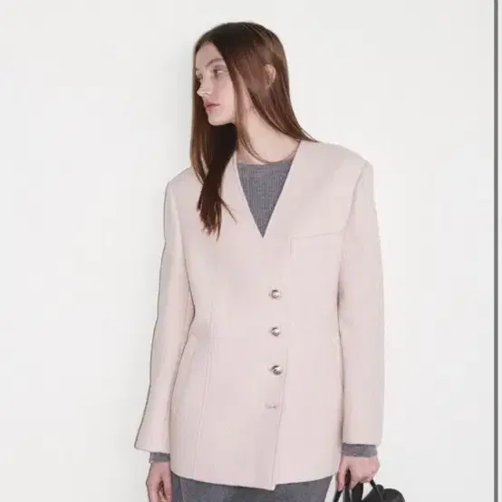 [루에브르] collarless boucle jacket