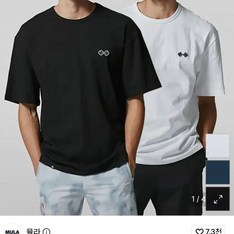 뮬라웨어 덤벨로고  숏슬리브 오버핏 남성 100 네이비