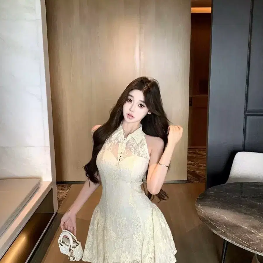 레이스 미니 원피스