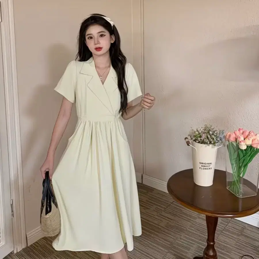 페미닌 랩 원피스 옐로우