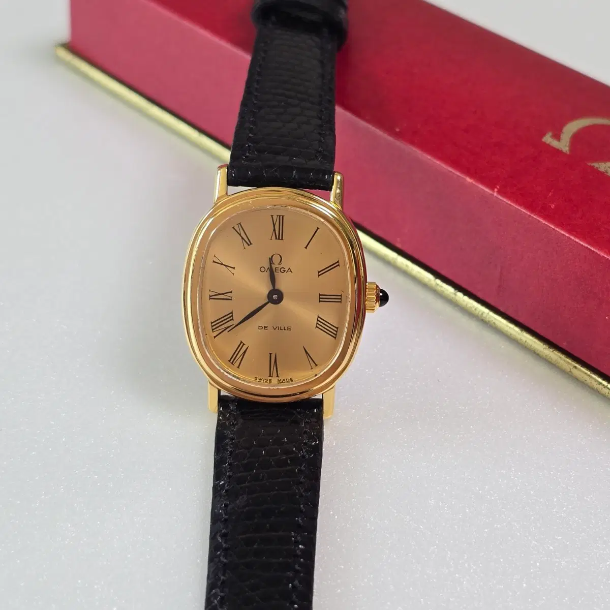 [OMEGA] 오메가 드빌 엘립스 로만 골드선레이 다이얼 수동시계