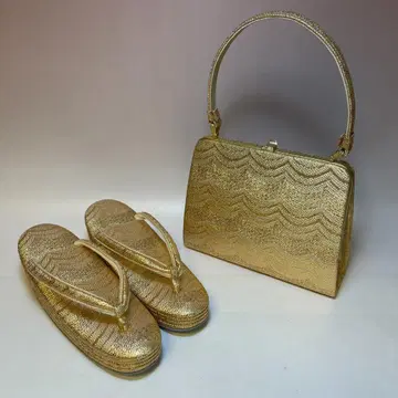 긴자 젠쇼 골드 컬러 조리 백 세트 예복용 약 23cm 박스 포함 (000677)