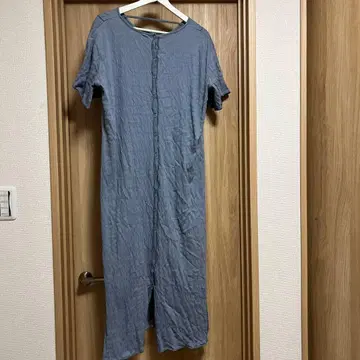 롱 원피스 반팔 블루