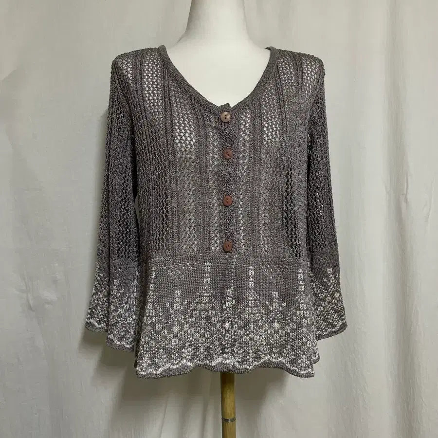 메쉬 니트 플레어 가디건