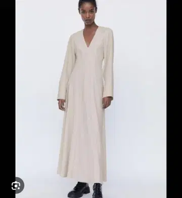 ZARA V넥 롱 원피스