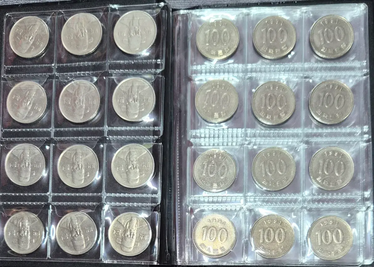 1991년 100원 120개 동전앨범(깨끗함)