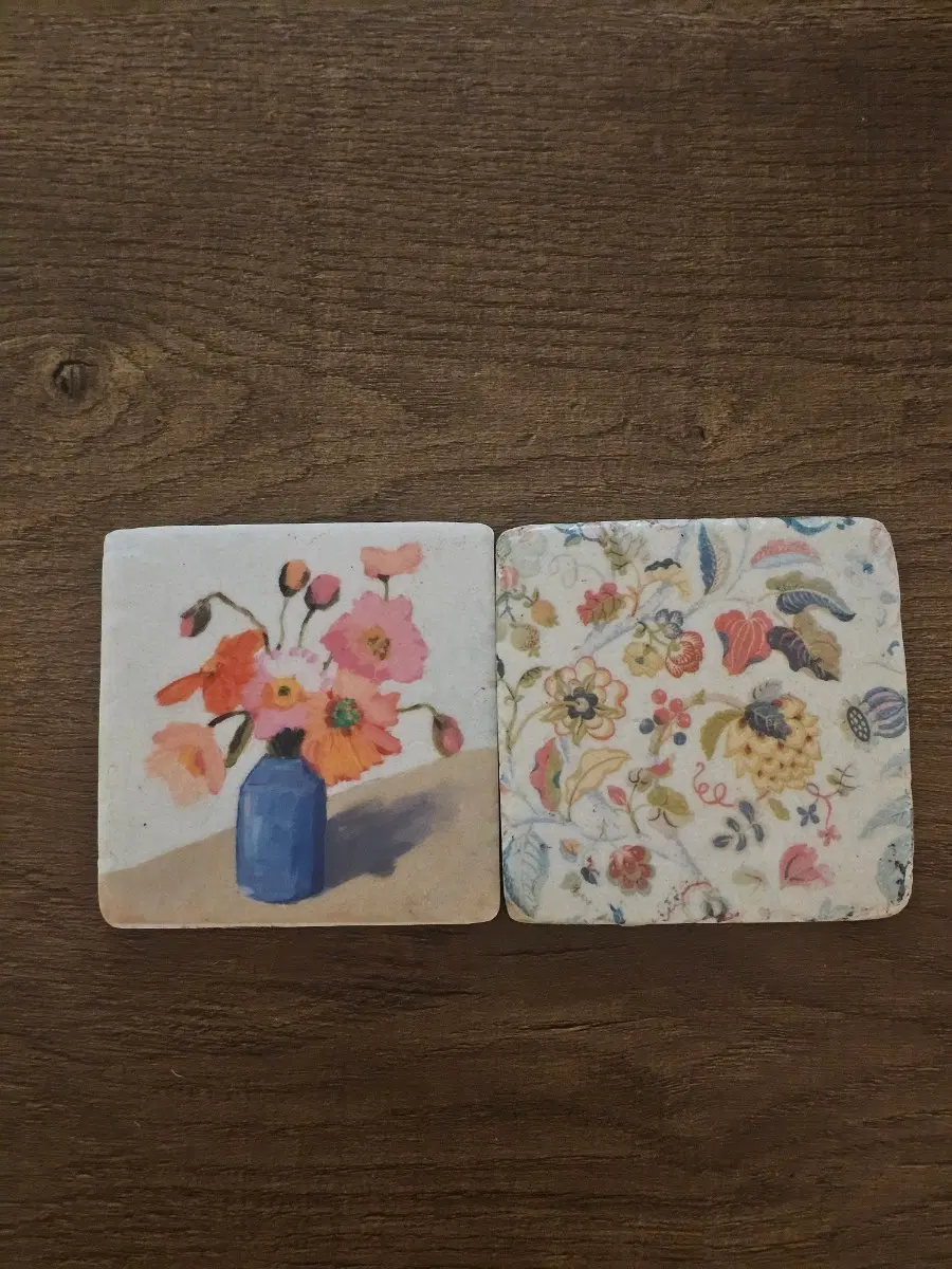 영국 빈티지 화병 꽃 그림 컵 받침
