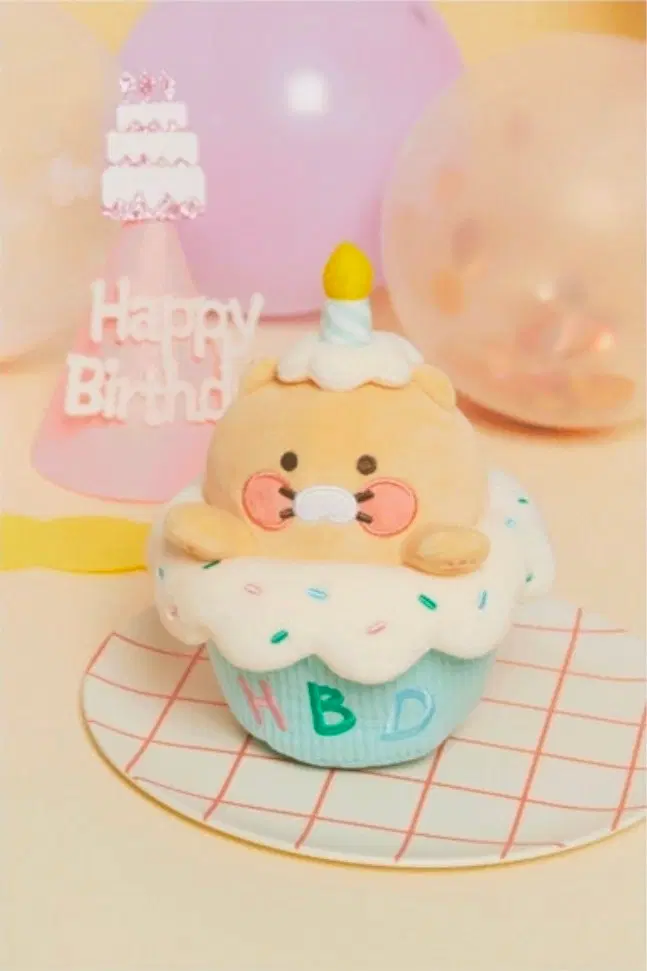 HBD 춘식이 생일 컵케이크 20cm 인형