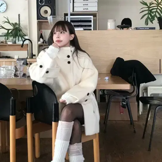 클라우드이모션 [ 솜다 PICK /헤비 울 X 3 ] 트리앙 WOOL 하이넥 하프 CT ( 스트랩 SET )겨울 코트