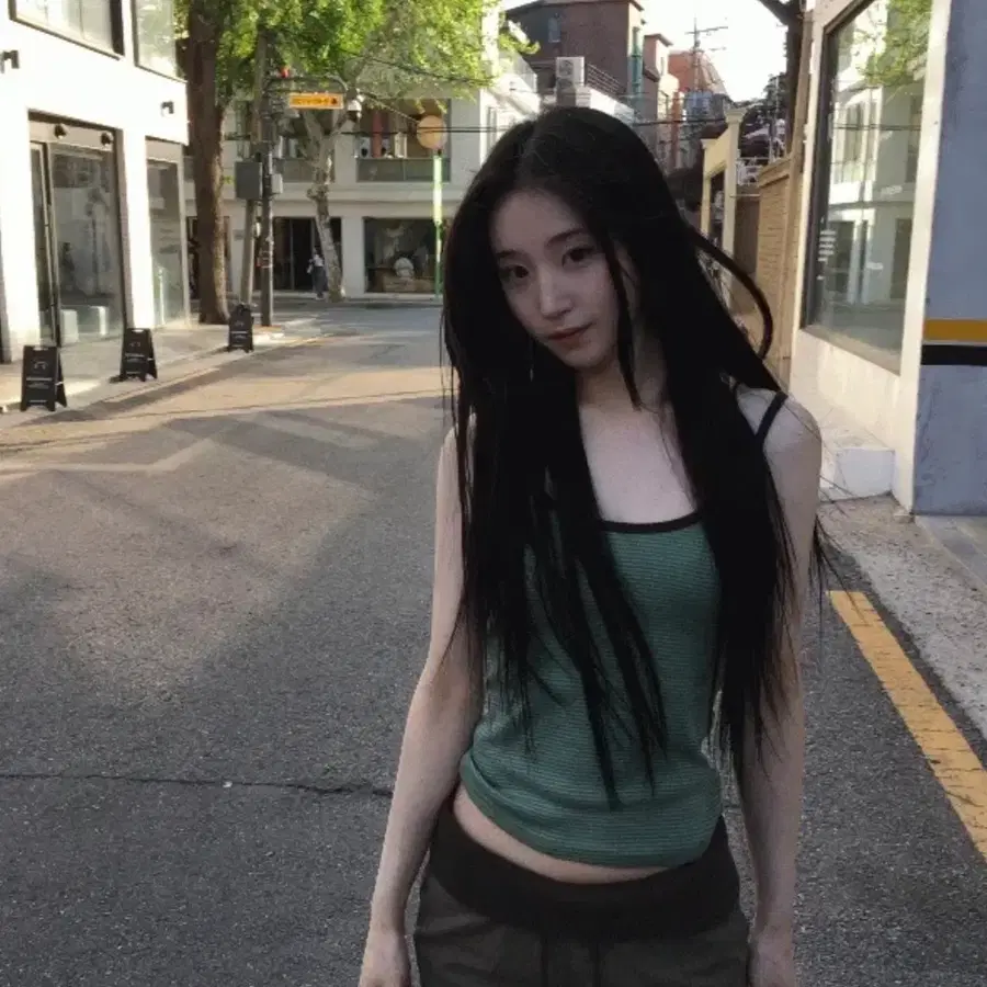 민소매'2등'/데이빈m/국내제작] 사트 고밀도 코튼 스트라이프 나시 탑 t