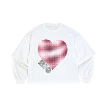 BIO Wear 하트 프린트 긴팔 셔츠 화이트