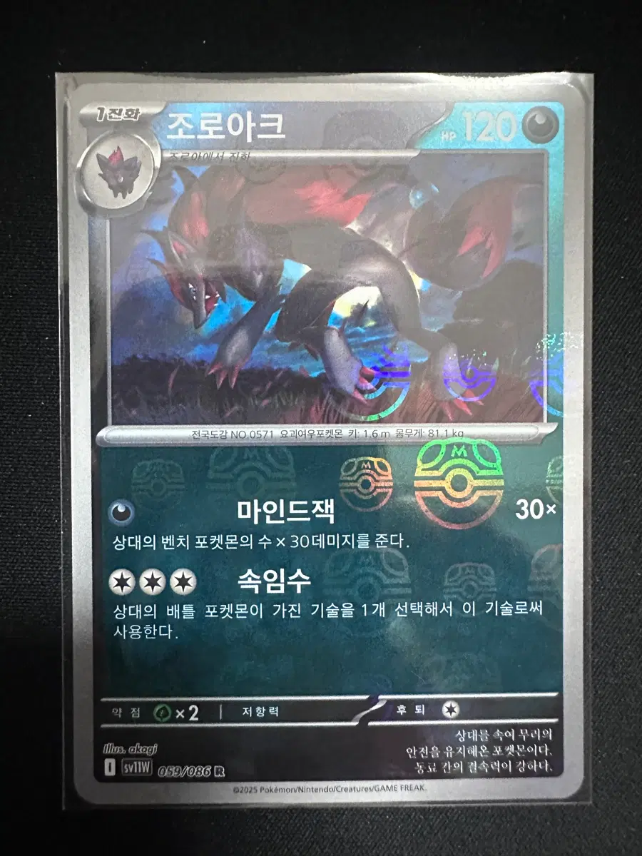 포켓몬 카드 조로아크 마스터볼