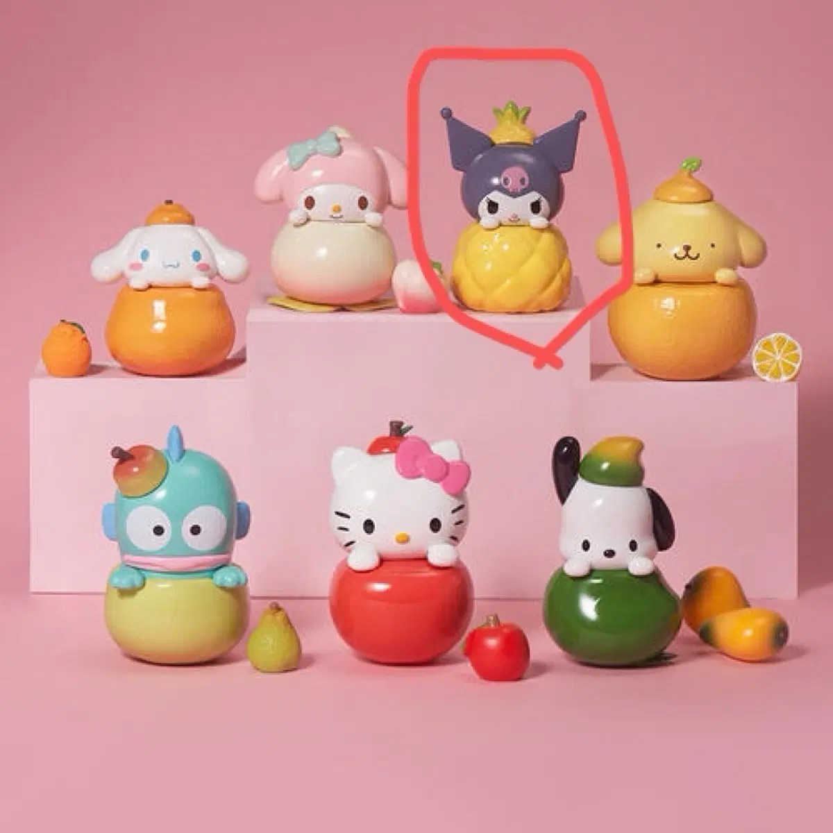 산리오 후르츠팝 피규어 가챠 쿠로미 파인애플