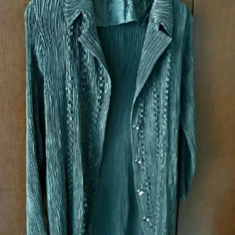 플리츠 롱 가디건