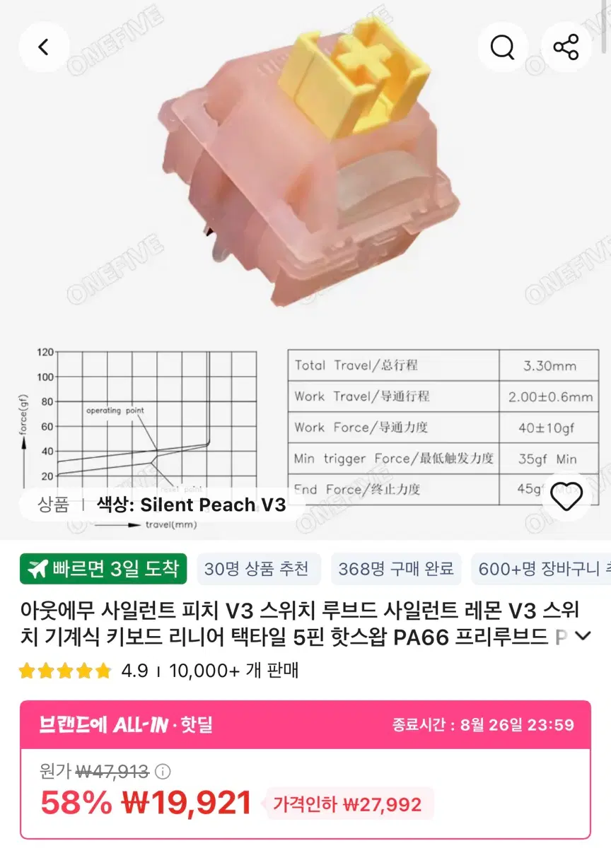 오테뮤 Outemu 사일런트 피치 V3 키보드 스위치 110개