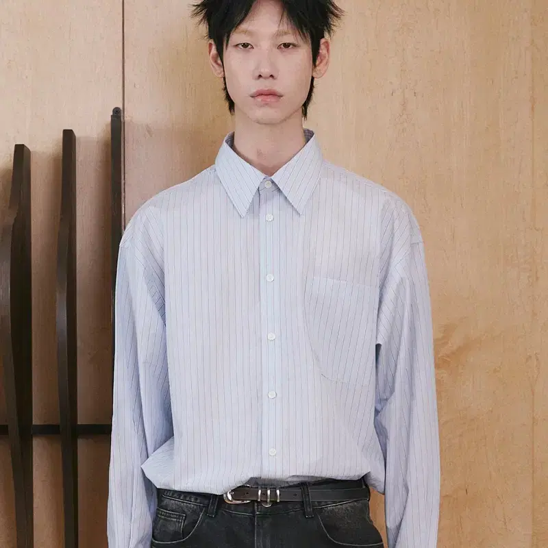 웨이비니스 오리가미 스트라이프 셔츠 스카이 레드