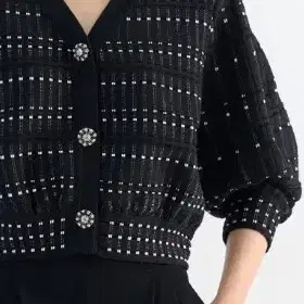 RVN 알브이엔 투톤 도트 가디건 S