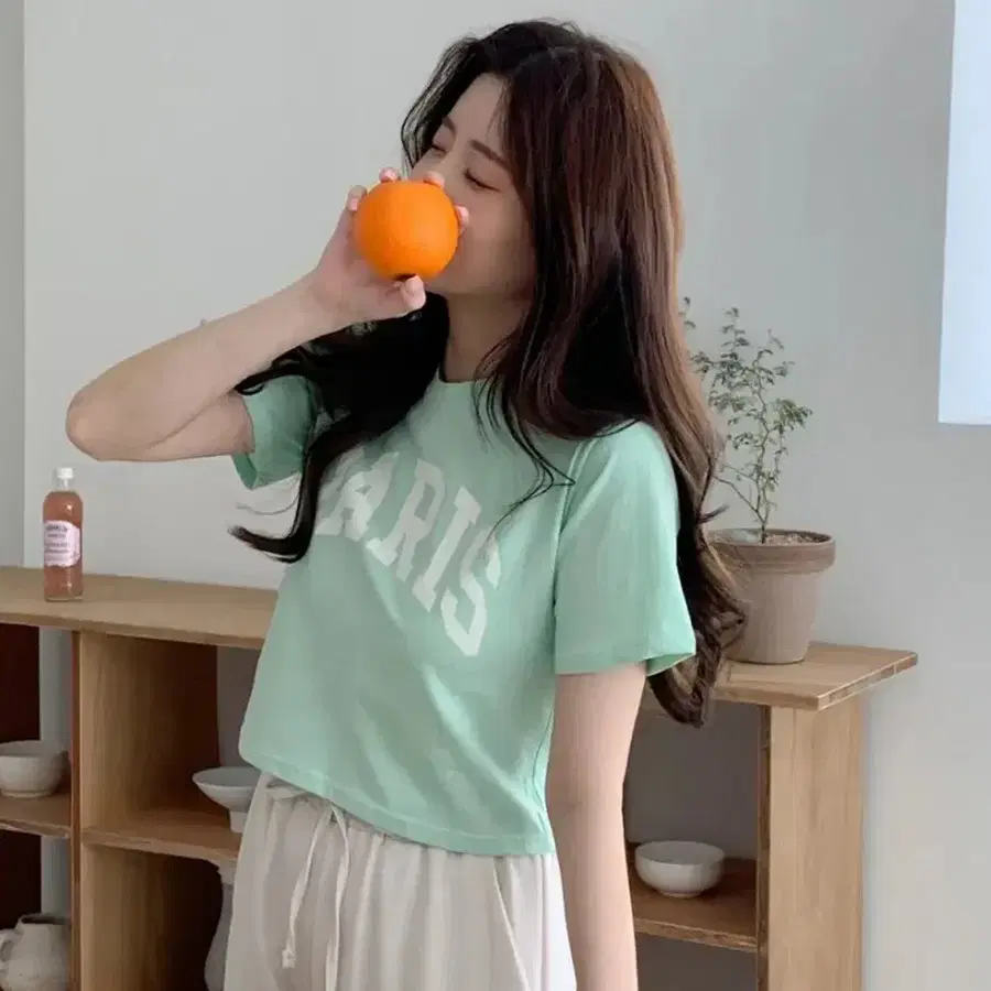 여름 데일리 프린팅 크롭 반팔티셔츠