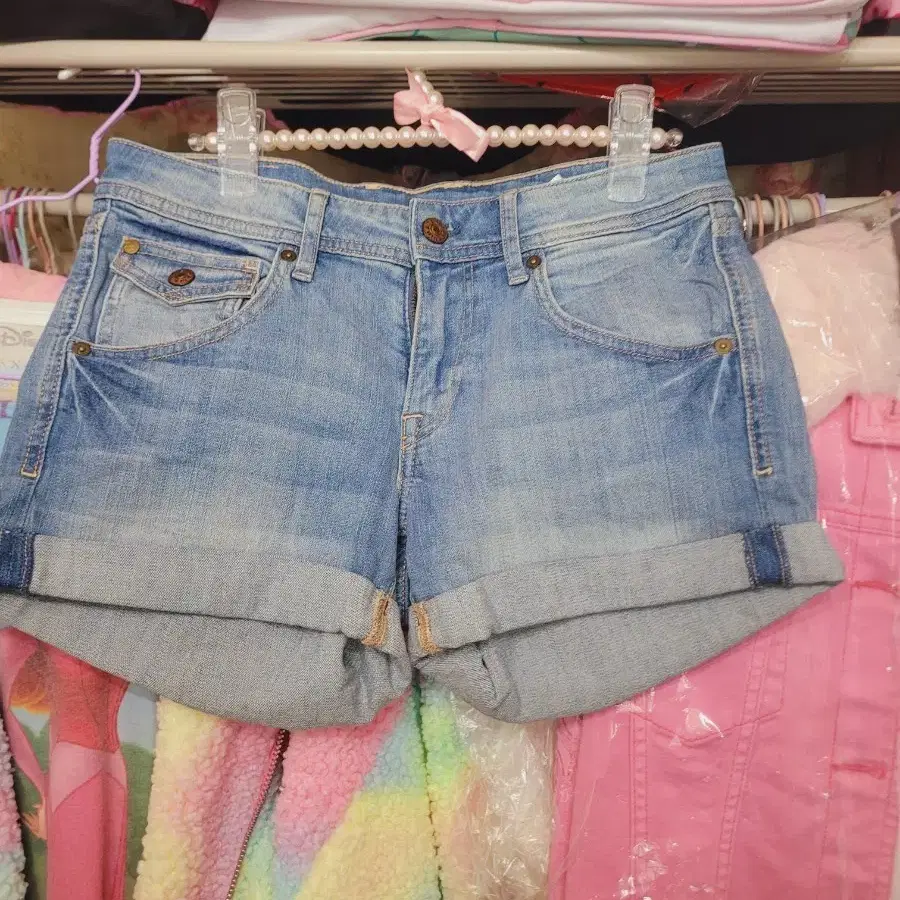 청청 롤업 데님 반바지 수입