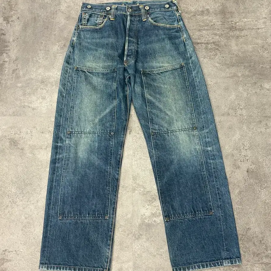 90s EVISU JEANS Selvedge Double Knee Cinch Back Denim Pants