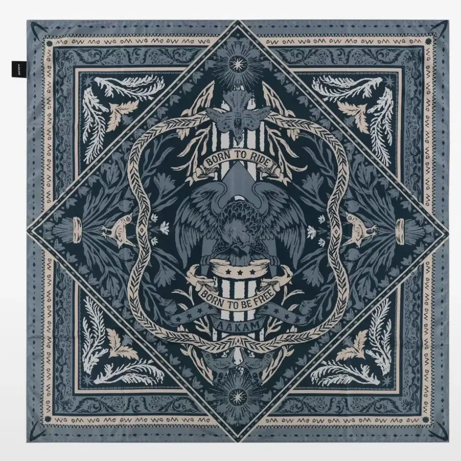 아캄 Western Eagle Printed Scarf (Blue)