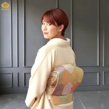 [ 새상품급 ] 전통 무늬 후쿠로 오비 거북이 등껍질 문양 금실 멀티 컬러 계열 후리소데 이로도메소데 호몬기 예복