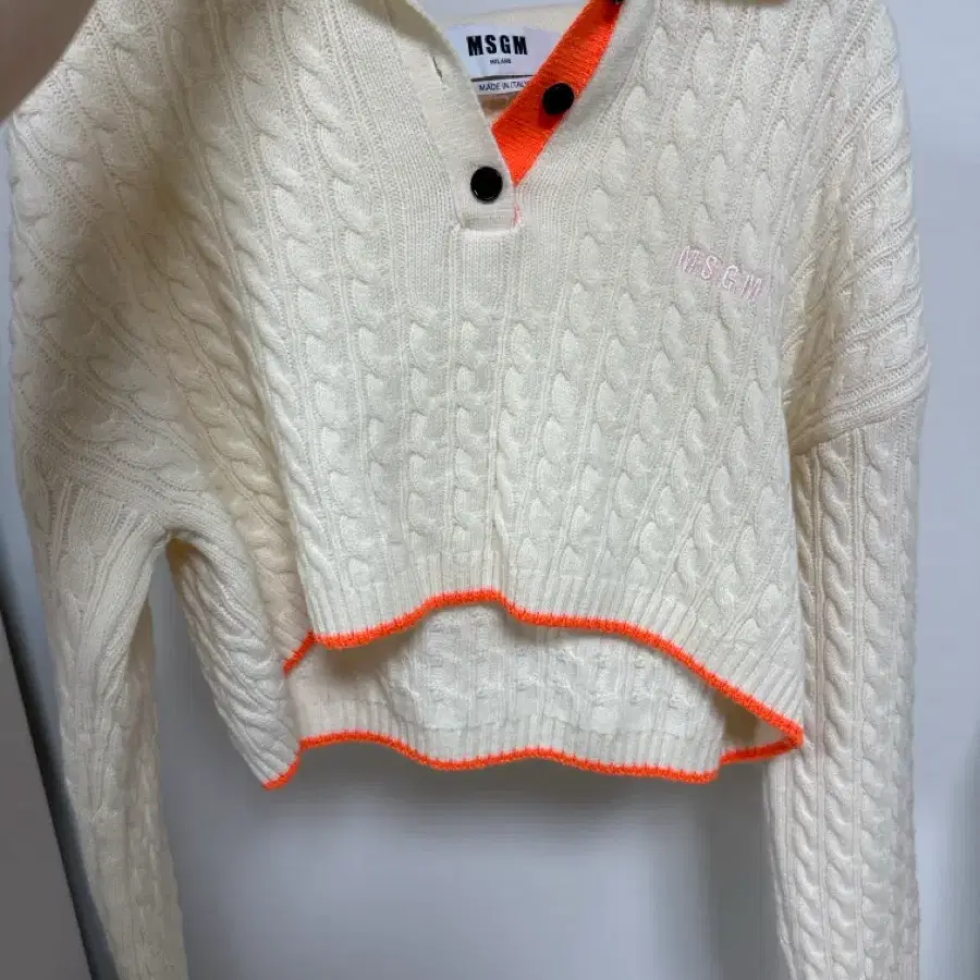Msgm 울 캐시미어 크롭 니트