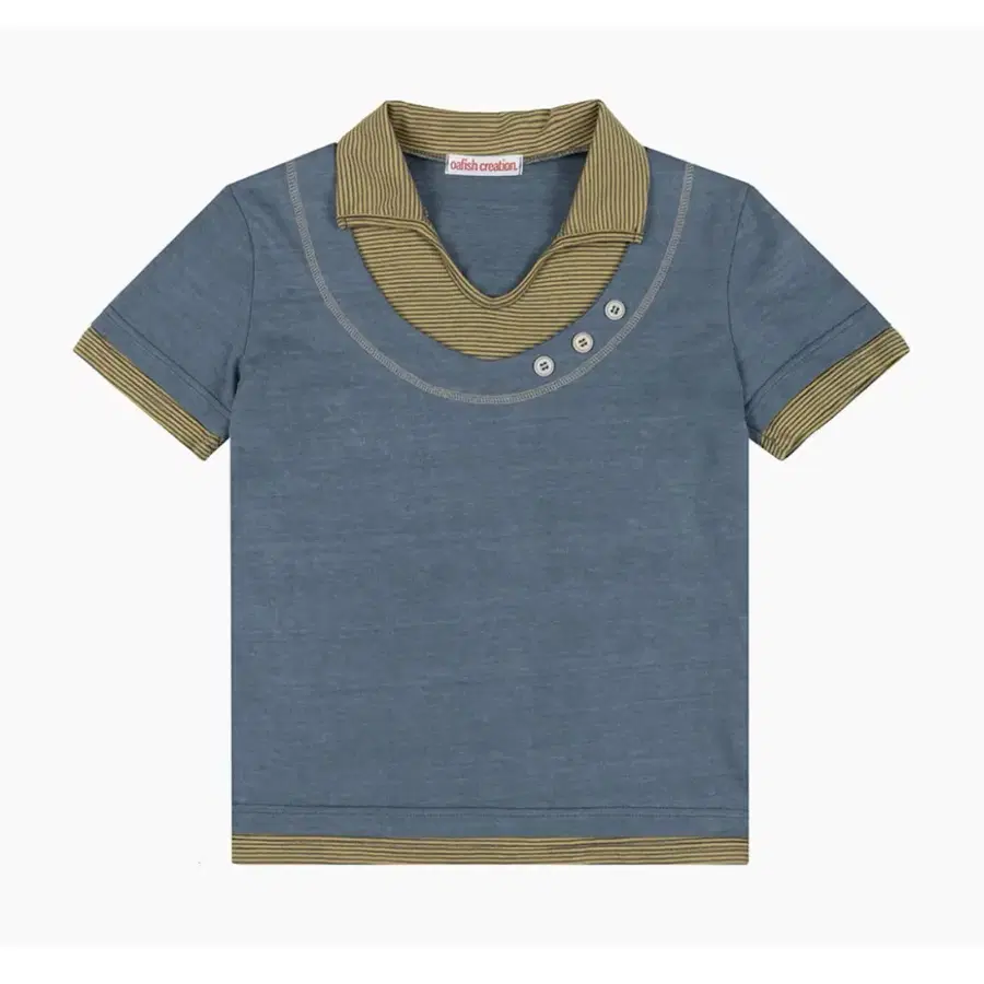 Stripe Layered Collar T-Shirts, Navy