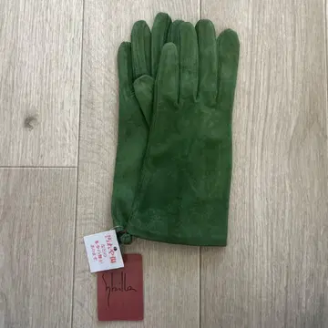 [택 포함 하자품] 시빌라 Sybilla 양가죽 스웨이드 장갑 그린 21cm