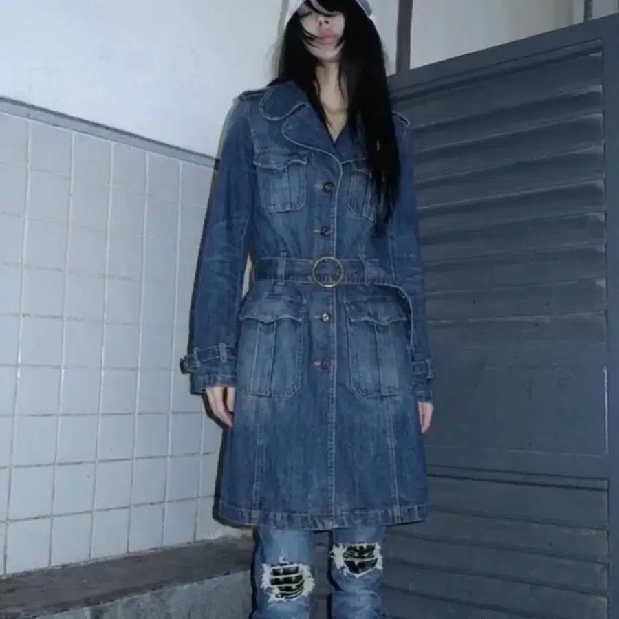 L.G.B 90s초 아카이브 여성 데님 코트