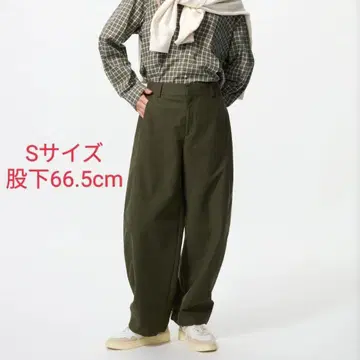 S 사이즈 올리브 UNIQLO 저지 배럴 레그 팬츠