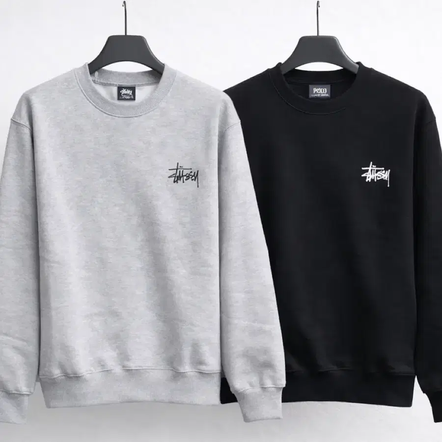 스투시 기모 맨투맨 그레이/블랙