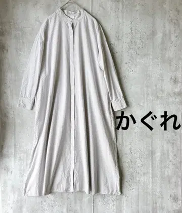카구레 코튼 스트라이프 셔츠 원피스 A라인
