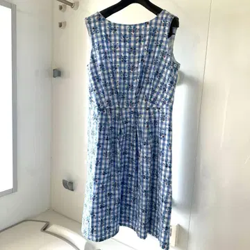 TALBOTS 꽃무늬 깅엄 체크 슬리브리스 원피스 10