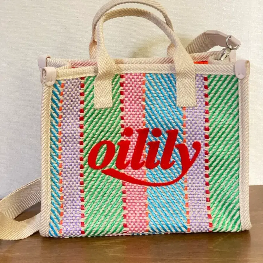 [미사용] 오일릴리 OILILY 멀티컬러 위빙 토트백 크로스백