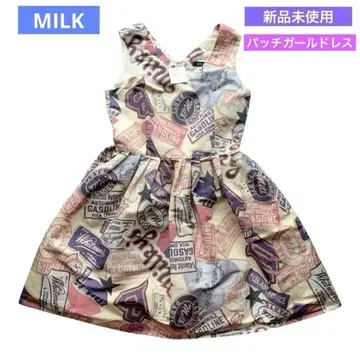미사용 새상품 밀크 MILK 패치 걸 드레스 와펜 패턴 원피스