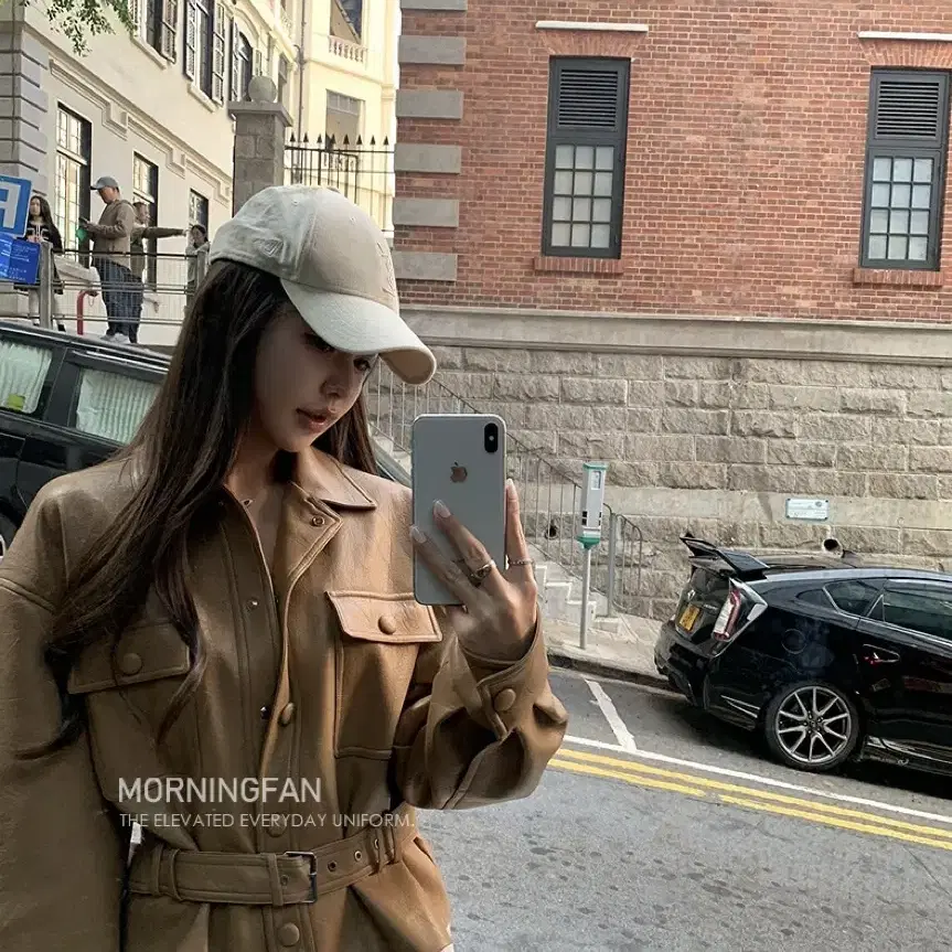 더누베 카멜 브라운 레더 벨트 자켓 듀기스토어 파리지앵바이브