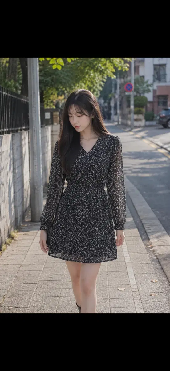 블랙 패턴 롱원피스