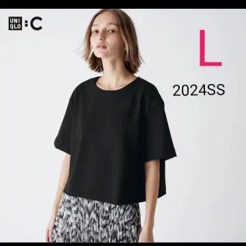 유니클로 C [ UNIQLO C ] 크레이프 저지 T 블랙 L 2024SS