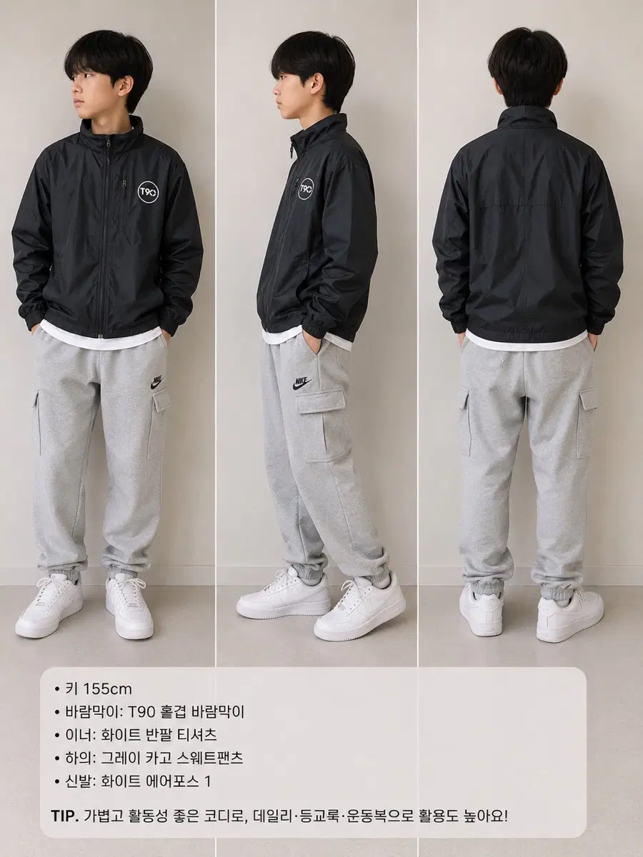 나이키 T90 바람막이 자켓 블랙 155사이즈 정품 주니어